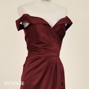 Satin off-the-shoulder prom dress